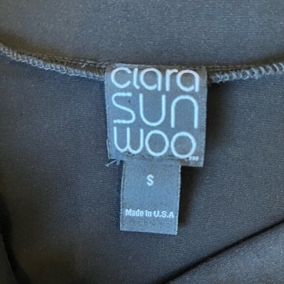 Clara Sun Woo Top Tunic Size Small Black Stretch Knit Lagenlook Artsy Travel - Picture 6 of 8